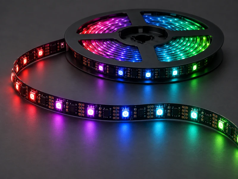 Addressable RGB LED strip lights with programmable color effects