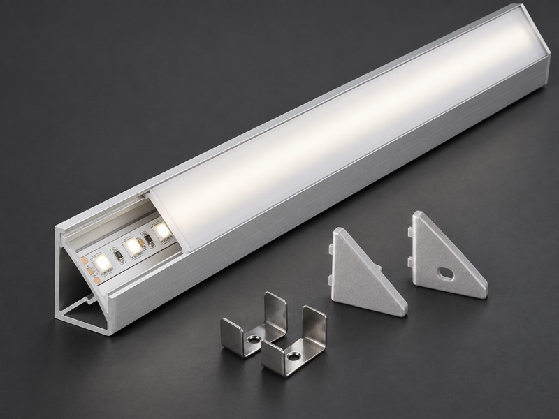 Corner LED aluminum profile for cabinet and edge lighting