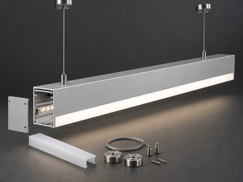 Suspended LED aluminum profile for commercial linear lighting