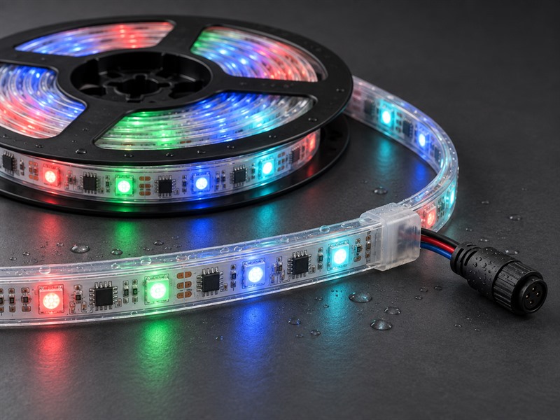 Waterproof addressable LED strip for outdoor RGB lighting